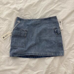 Denim Cargo Pocket Mini Skirt